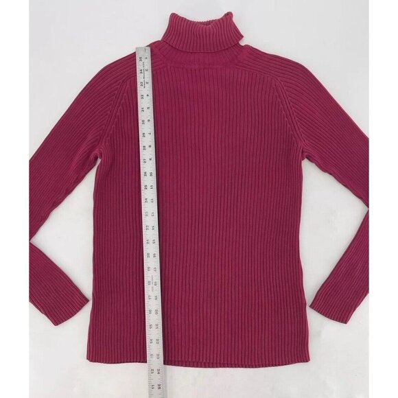 Caslon Plus Size 100% Silk Red Ribbed Turtleneck Sweater 1x, Classic, Runs Small - Picture 10 of 11